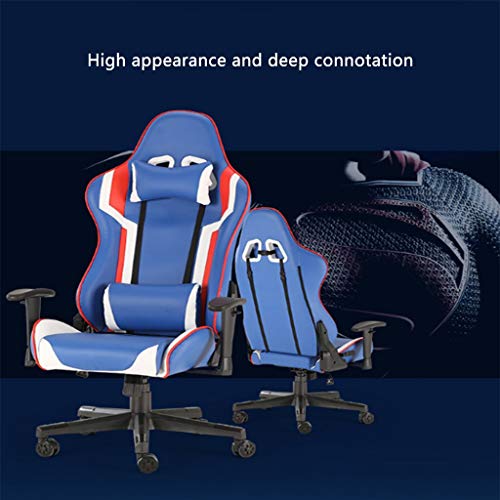 XY&CF Gaming Chair, Silla de Trabajo Ajustable giratoria, Silla de Ordenador ergonómico, PaddedLoop Armas, con reposacabezas y Soporte Lumbar Presidente Ejecutivo Oficina (Azul)