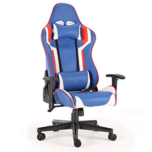 XY&CF Gaming Chair, Silla de Trabajo Ajustable giratoria, Silla de Ordenador ergonómico, PaddedLoop Armas, con reposacabezas y Soporte Lumbar Presidente Ejecutivo Oficina (Azul)