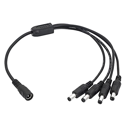 YACSEJAO Cable Divisor de alimentación CC 1 Hembra a 4 Macho 5,5 mm X 2,1 mm CCTV Cable Divisor de Fuente de alimentación CC para cámaras de Seguridad CCTV