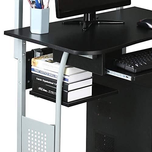 Yaheetech Mesa de Ordenador con Ruedas Escritorio de la Computadora Escritorio para Oficina con Bandeja de Teclado 80x50x132 cm (Negro)