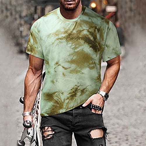 YANFANG Blusa Superior De Camiseta Manga Corta Estampada Informal Ajustada Verano para Hombre,Print tee Hombre, Hombre PoliéSter,2-Verde,S