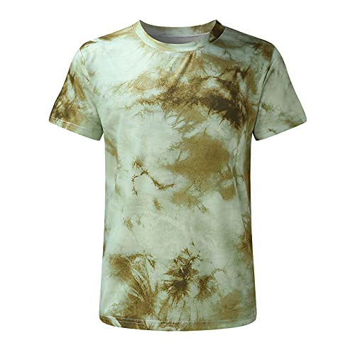 YANFANG Blusa Superior De Camiseta Manga Corta Estampada Informal Ajustada Verano para Hombre,Print tee Hombre, Hombre PoliéSter,2-Verde,S