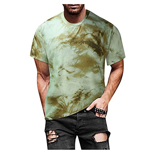 YANFANG Blusa Superior De Camiseta Manga Corta Estampada Informal Ajustada Verano para Hombre,Print tee Hombre, Hombre PoliéSter,2-Verde,S