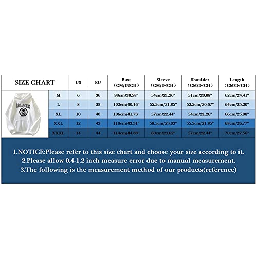 YANFANG Sudadera De Mujer con Capucha, Los Angeles Dream, Abrigo Holgado Y Terciopelo,Sudadera Manga Larga Estampado Mujer, Blusa Informal, Jersey,Tops Deportivos para Blusas Sueltas,Blanco,L