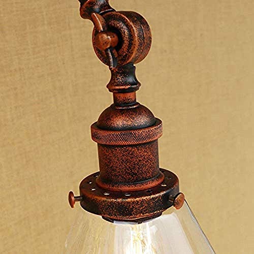 YANGHHONG-lámpara de pared- Pantalla de vidrio transparente industrial moderno para interiores METAL Set de pantalla gratis Largo Swilling para sala de estar Restaurante Bar E27 Rust XBYSNWBD-2