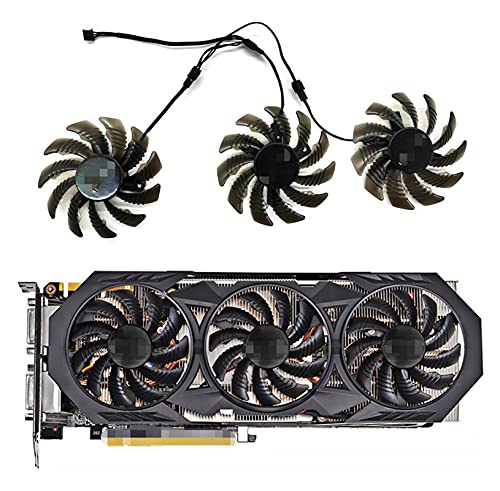 YANGQI yaoqijie 3pcs 3Pin 75mm T128010SM PLD08010SM PLD08010S12H GTX970 VGA GPU Fan De Cooler para Gigabyte GTX 970 Windforce G1 Tarjetas Gráficas como Reemplazo Lasting