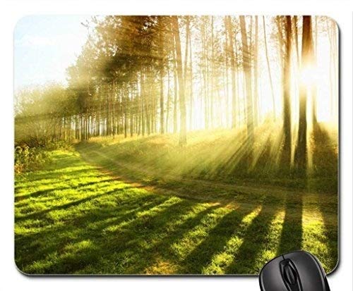Yanteng Cojín de ratón Fino y Durable del Borde de la Costura, cojín de ratón Brillante de los Rayos de la luz del Sol, cojín de ratón (cojín de ratón de los bosques)