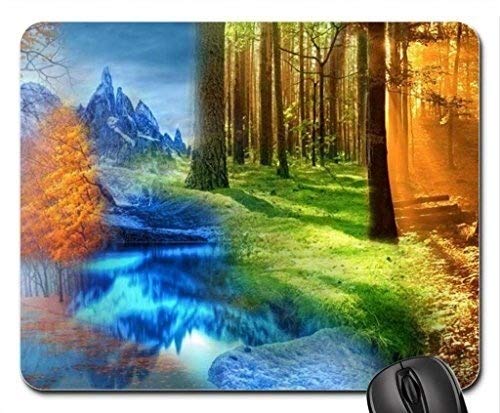 Yanteng Cojín de ratón Fino y Durable del Borde de la Costura, cojín de ratón del Bosque-Verano-Salida del Sol, cojín de ratón (cojín de ratón de los bosques)
