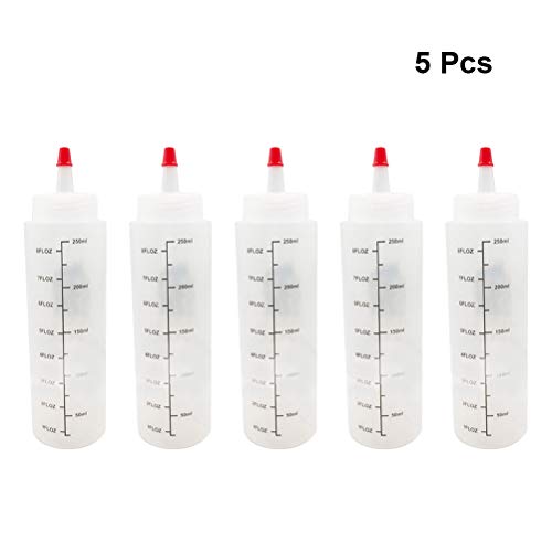 YARNOW Botella Plástica del Apretón De La Botella De La Ensalada De La Botella De La Aguda De 250Ml 5 Pc para La Venta