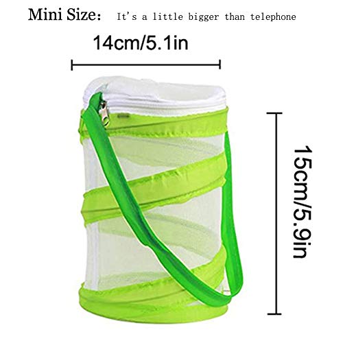 Yeelan Butterfly Habitat Collapsible Bug Catcher Net Mesh Insectos Jaula de Plantas Terrario Pop-up para niños Atrapar grillos/Luciérnaga/Orugas/Mariquita/Pez (Cilíndrico pequeño, 14x15cm)