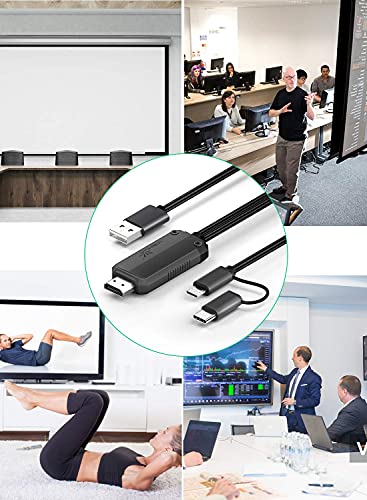 YEHUA USB C a HDMI Cable, 2 en 1 Micro USB a HDMI Adaptador 1080P MHL a HDMI para Todos los Teléfonos/Tabletas Android/a TV/Proyector/Monitor(6.6ft)