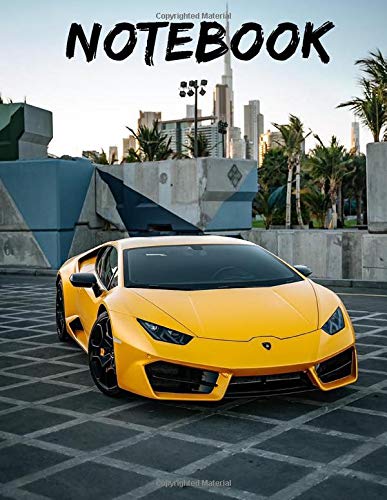Yellow Lamborghini two-seater Notebook: Awesome Notebook 120 pages 8.5x11",perfect for men, women, boys and girls and for any car lovers enthusiast, unique holiday gift idea