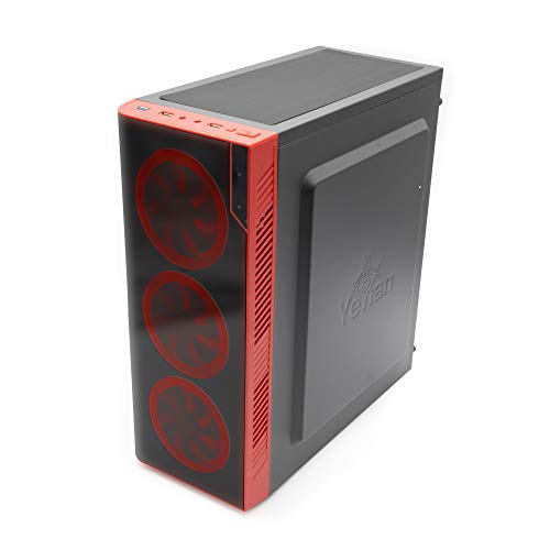 YEYIAN Caja de Ordenador Gaming Vortex Micro ATX, sin Fuente de alimentación, Incluye 3 Ventiladores Led Rojo, Negro/Rojo (YGV-68811)