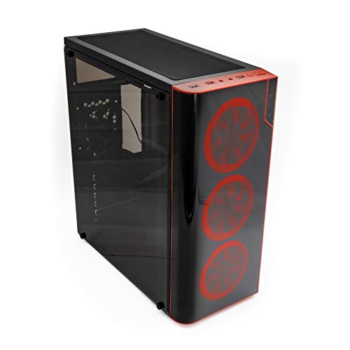 YEYIAN Caja de Ordenador Gaming Vortex Micro ATX, sin Fuente de alimentación, Incluye 3 Ventiladores Led Rojo, Negro/Rojo (YGV-68811)