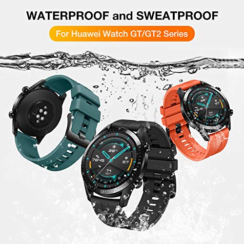 YHC Correas para Huawei Watch GT2/GT2 Classic/GT2 Pro 46mm,Compatible con Huawei Watch GT 2e/GT Sport Active 46 mm (01-Negro)