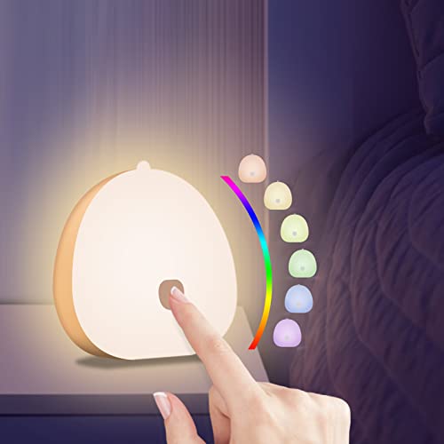 YIFACOOM Luz Nocturna Infantil, Luz Nocturna Bebé LED Recargable USB-C, Lámpara de Noche Control Táctil Cambiando Color RGB, Nocturna Lactancia Materna con Brillo Ajustable