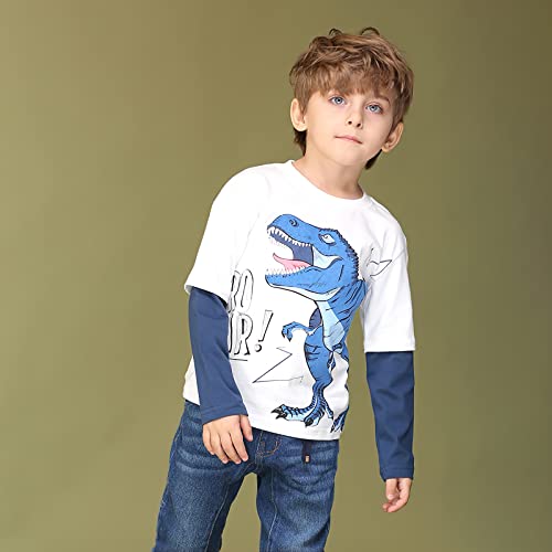 Yilaku sudaderas fortnite niño conjunto deporte niño 2piezas disfraz de dinosaurio niño sudaderas camiseta fornite+pantalon chandal ropa niño （Dinosaurio azul，8-9 años）