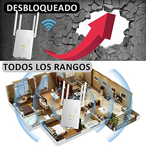 YingStar Repetidor WiFi Largo Alcance Amplificador Señal WiFi 1200Mbps Extensor Red WiFi 2.4GHz 5GHz Extender WiFi Inalámbrico 4 Antenas Externas Punto Acceso Repeater WiFi Booster Ap Enrutador WiFi