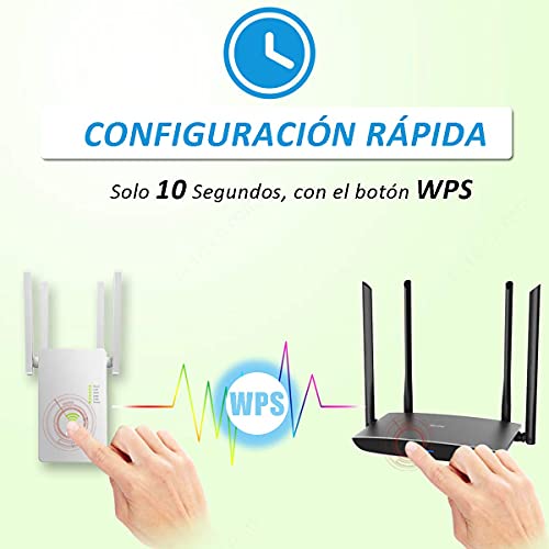 YingStar Repetidor WiFi Largo Alcance Amplificador Señal WiFi 1200Mbps Extensor Red WiFi 2.4GHz 5GHz Extender WiFi Inalámbrico 4 Antenas Externas Punto Acceso Repeater WiFi Booster Ap Enrutador WiFi