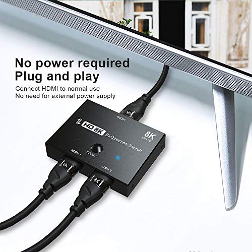 YIWENTEC 4K@120Hz 8K@60Hz Ultra HDMI 8K Bidireccional Switch Splitter 1 "2out 2" 1out alta velocidad 48Gbps convertidor compatible con Xbox X PS5 proyectores monitores