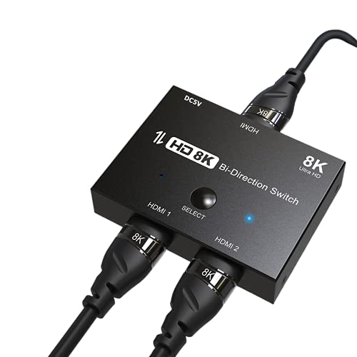 YIWENTEC 4K@120Hz 8K@60Hz Ultra HDMI 8K Bidireccional Switch Splitter 1 "2out 2" 1out alta velocidad 48Gbps convertidor compatible con Xbox X PS5 proyectores monitores