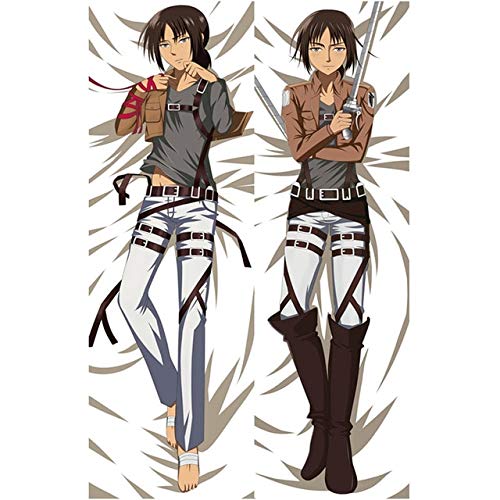 YIYANGFAN Anime Attack on Titan Pillow Cases Hugging Body Bedding Fundas de almohada Covers E46,2 Vías camiseta 50 x 160 cm