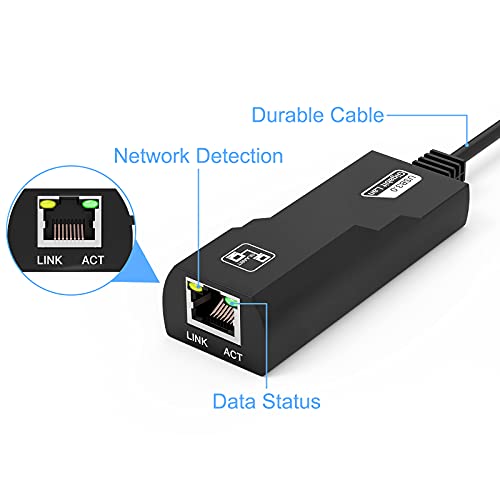 Yizhet Adaptador de Red USB Super Velocidad USB 3.0 to RJ45 10/100/1000MGigabit Ethernet para PC o Portátiles de Windows 10, 8, 7, XP, Vista, Mac OS,Adaptador de Red Network Cable