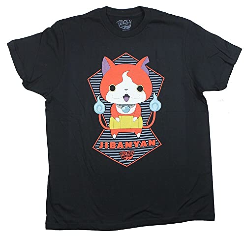 Yo-Kai Watch Mens T-Shirt - Yokai Cat Logo Image (2X-Large) Black Black M