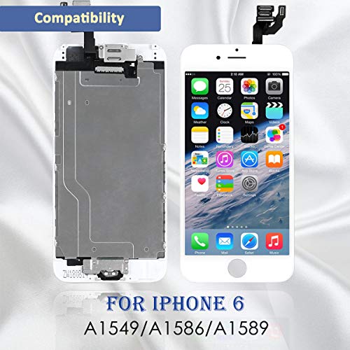 Yodoit Pantalla para iPhone 6 Táctil LCD Reemplazo Blanco, 4.7 Pulgadas Display y Digitalizador Táctil Vidrio con Herramientas