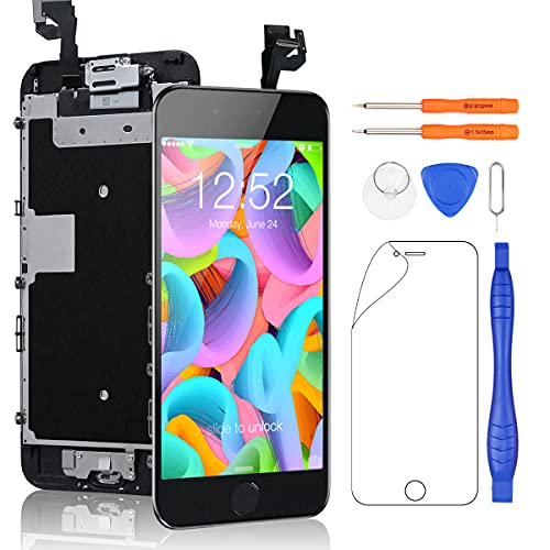 Yodoit Para iPhone 6s LCD Pantalla y Montaje Digitalizador Pantalla Táctil de Cristal Reemplazo con Marco + Kit de Herramientas de Reparación (4.7 pulgadas de Negro)