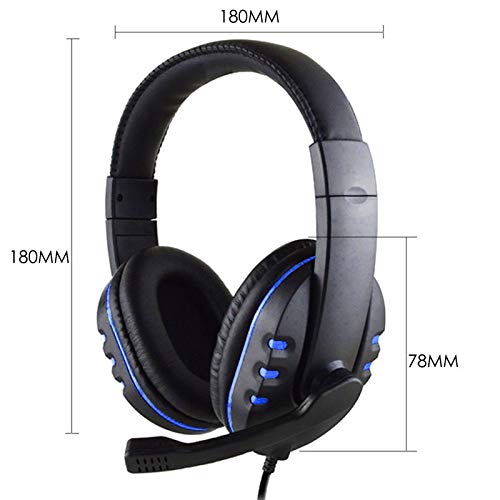 Yolispa Gaming Headset with Mic for Xbox One/PS4, Over-Ear Noise Isolation Bass Gaming Headphones with Microphone, Surround Sound, Volume Control (Black+Blue)