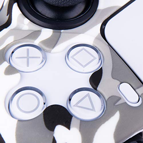 YoRHa Tachonado Impreso Silicona Caso Piel Fundas Protectores Cubierta para PS5 Dualsense Mando x 1 (Camuflaje Blanco) con Pro los puños Pulgar Thumb gripsx 8