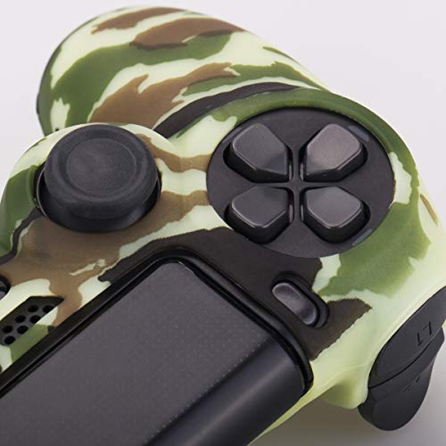YoRHa Transferencia de Agua Camuflaje de impresión Silicona Caso Piel Fundas Protectores Cubierta para Sony PS4/slim/Pro Mando x 1 (Amarillo) con Pro los puños Pulgar Thumb gripsx 8