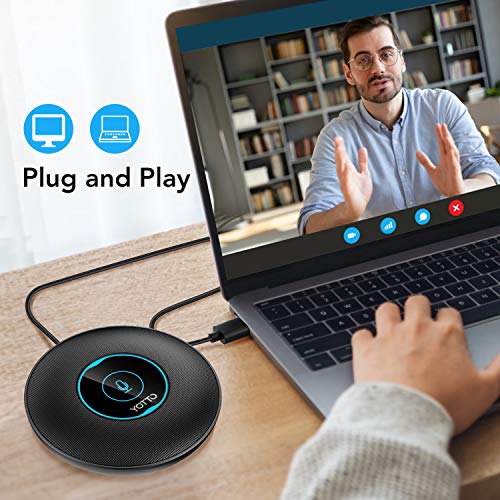 YOTTO Micrófono USB de Conferenica, omnidireccional Condensador Micrófono PC de grabación Plug & Play, para transmisión, Videoconferencias, Compatible con Mac OS X Windows, botón de Silencio