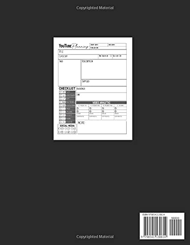 Youtube Planner for Kid: YouTube Channel Planning Organizer Book, Content&Idea Creative Log Book Planner for Beginner YouTuber Vlogger. Gift for ... New Year, Special Event:Minimal Black Cover