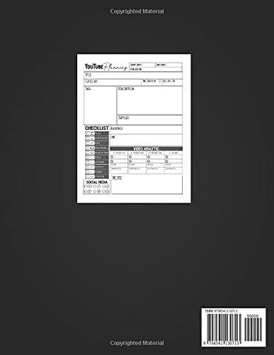 Youtube Planner for Kid: YouTube Channel Planning Organizer Book, Content&Idea Creative Log Book Planner for Beginner YouTuber Vlogger. Gift for ... Stop Pause Icon & Simple Black Cover Design