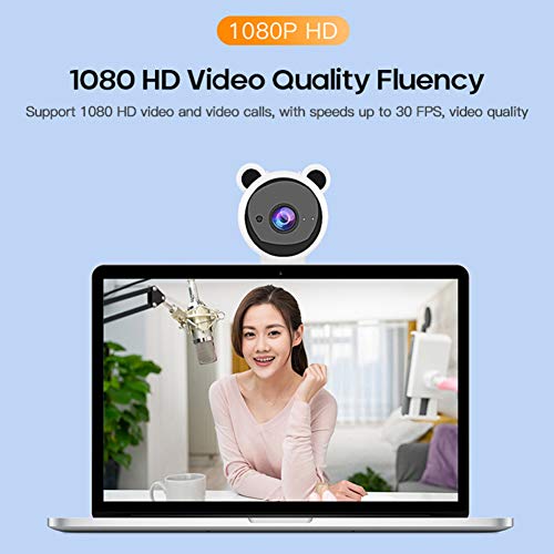 YOUYO Unidad Gratis Cámara 1080P con Micrófono Cámara Web de Ordenador Panda Cámara Web HD 1080P Cámara Web de Vídeo Cámara HD de Sobremesa para Videojuegos