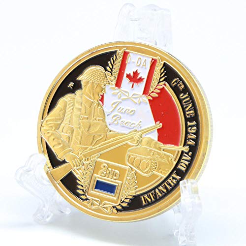 YPZMYGQ Campeón del Reto Memorial 1944 6 6 D Día Recuerdo de la 50ª División D Infantería de la Segunda Guerra Mundial Playa Escandinava chapada en oro Playa Borgoña