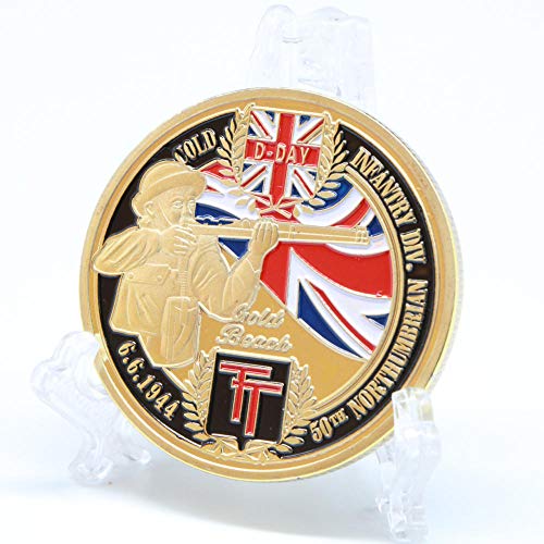 YPZMYGQ Campeón del Reto Memorial 1944 6 6 D Día Recuerdo de la 50ª División D Infantería de la Segunda Guerra Mundial Playa Escandinava chapada en oro Playa Borgoña