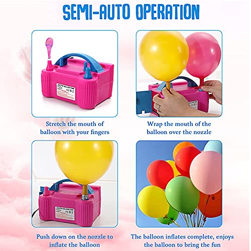 Ysislybin Bomba de Globo,Bomba de Aire eléctrica Globos,Inflador Eléctrico de Globos,600W Bomba de Globo Eléctrica,con Boquilla Doble. Inflador de Globos Portátil,para Celebraciones,Bodas,Navidad