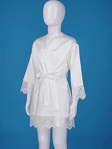 YUIOLIL Albornoz de satén de Pavo Real para niñas pequeñas, Bata de Kimono de Seda, camisón, Bata, Ropa de Dormir para SPA, Fiesta de Boda