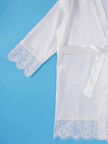 YUIOLIL Albornoz de satén de Pavo Real para niñas pequeñas, Bata de Kimono de Seda, camisón, Bata, Ropa de Dormir para SPA, Fiesta de Boda