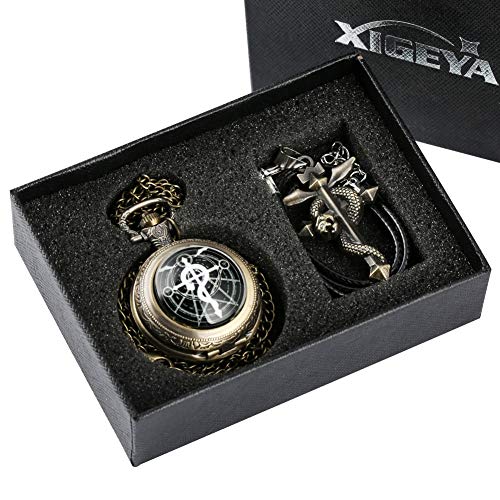 YYSD Reloj de Bolsillo de Juegos de Regalos de Alto Grado de Fullmetal Alchemist de Tono Retro
