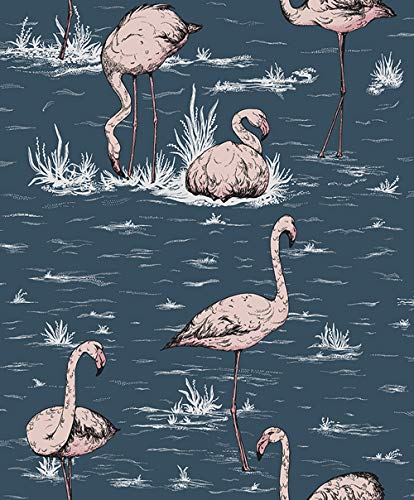 YZHEN Modern Flamingo Patterns Rollo de papel tapiz no tejido 1.74ft x 32.8ft=57sq.ft（0.53m x 10m=5.3sq.m）
