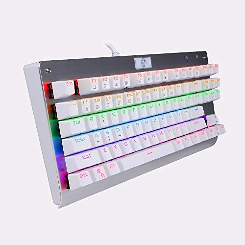 Z-77 Eagle Tkl Gaming Teclado Mecánico Led Retroiluminado No Numpad Aluminum Gamer Keyboard Blanco con Outemu Blue Switches