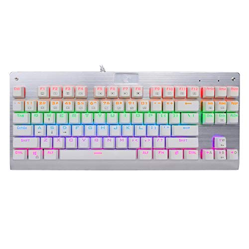 Z-77 Eagle Tkl Gaming Teclado Mecánico Led Retroiluminado No Numpad Aluminum Gamer Keyboard Blanco con Outemu Blue Switches
