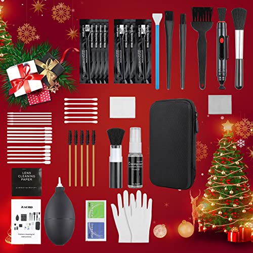 Zacro 75 en 1 Kits Limpieza Cámara Reflex Profesional para Cámaras Réflex y Lente Optica Cámaras Digitales DSLR Rebel EOS,Olympus,Funda Negra Impermeable para Cámaras,Computadora,Teclado,Auriculares
