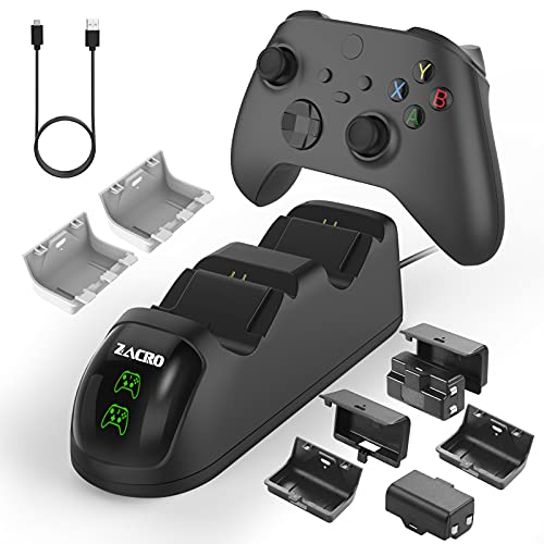 Zacro Base de Carga del Controlador, Cargador de Pantalla LED Compatible con Mando Xbox One/Xbox One Elite/Xbox Series X/Xbox Series S, con 2 Baterías Recargables