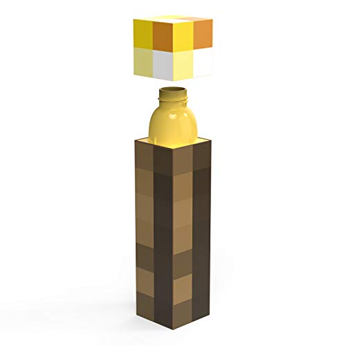 Zak Designs Minecraft - Botella de agua con forma de antorcha con tapa de rosca, material duradero con diseño resistente a la rotura (24 onzas, plástico, sin BPA)