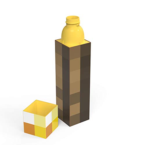 Zak Designs Minecraft - Botella de agua con forma de antorcha con tapa de rosca, material duradero con diseño resistente a la rotura (24 onzas, plástico, sin BPA)